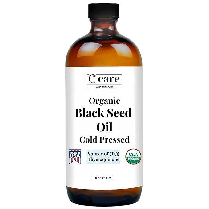 Black Seed Oil Organic Cold Pressed Unrefined Glass Bottle | USDA Certified Organic Black Cumin Seed Oil | High Thymoquinone Omega 3 6 9 | For Immune Support, Joints, Digestion, Hair & Skin | 8 Fl oz