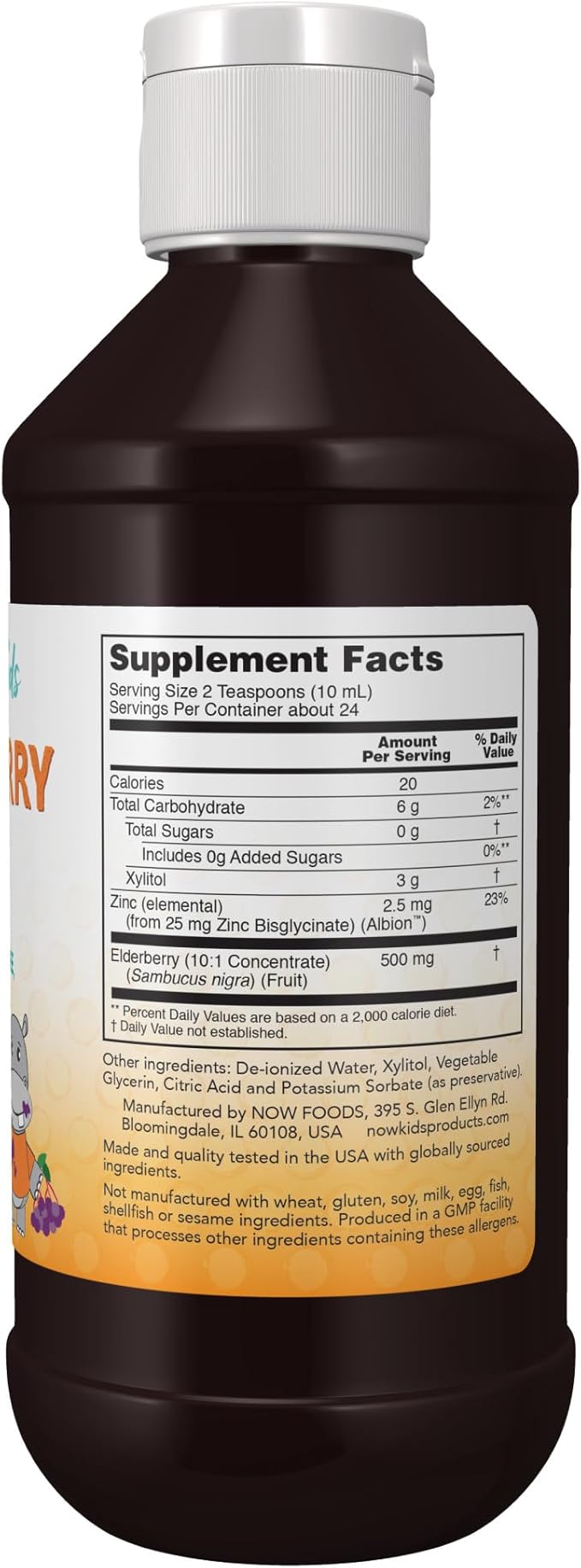 NOW Supplements, Liquid Elderberry for Kids with Zinc and Astragalus, Immune Support*, 8-Ounce, Packaging May Vary (Pack of 2)