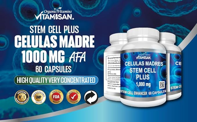 4 Celulas Madres Stemcells AFA Blue Green Algae Anti-Aging 240 Capsules