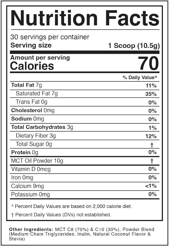Keto Zone MCT Oil Powder | Coconut Cream Flavor | 30 Day Supply | 75/C8 25/C10 | 0 Net Carbs | All Natural Keto Approved For Ketosis |