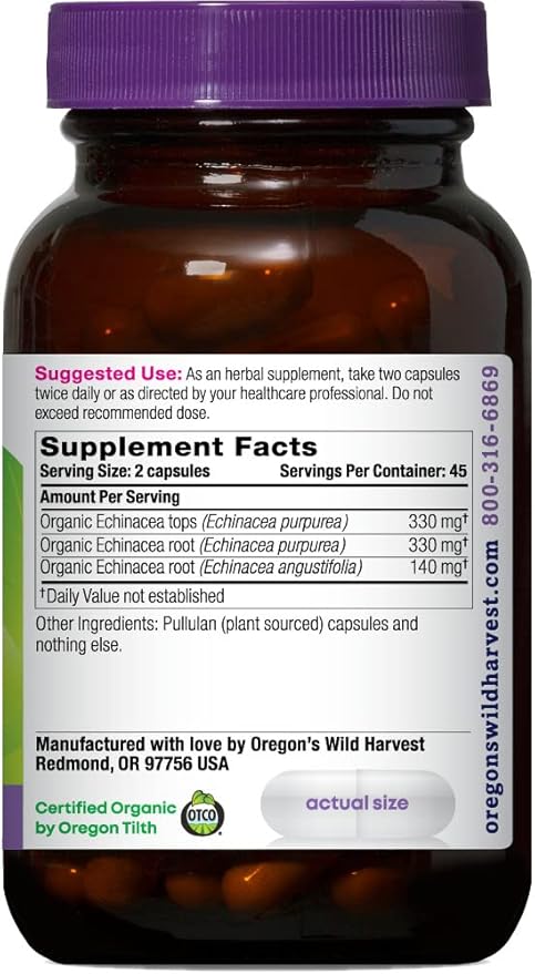 Oregon's Wild Harvest Echinacea Organic Herbal Supplement, 90 Count