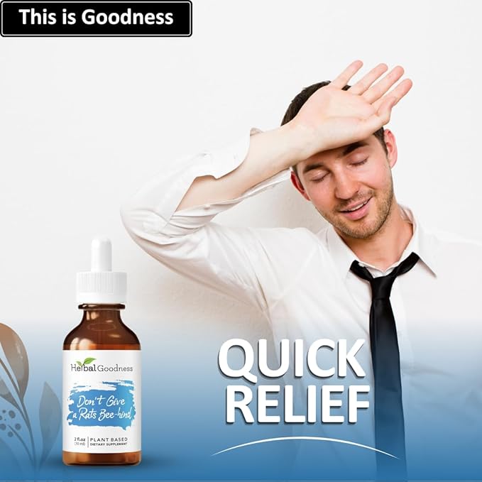 Herbal Goodness Don't Give a Rats Bee-hind - 2 Fl.oz - Calm Aid, Herbal Supplement, Kava Drops, Chamomile Supplement, Lemon Balm | Calming Supplements for Adults, Supports Relaxation