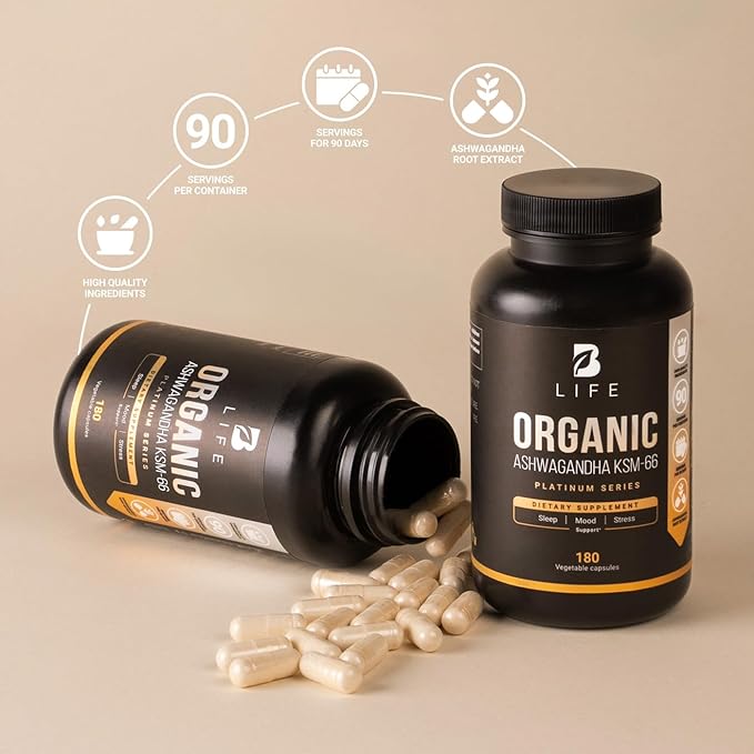 Vegan Pure Organic Ashwagandha Powder KSM-66 Extract and Organic