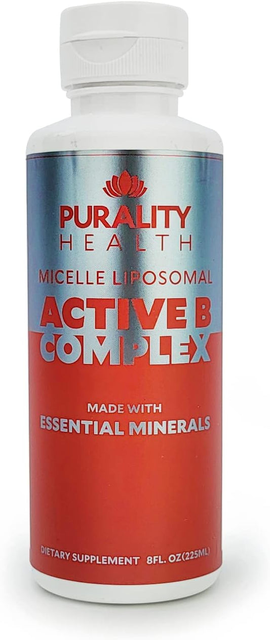 Vitamin B Complex Liquid Supplement, Purality Health, Liposomal Enhanced Absorption, B1, B2, B3, B5, B6, B12 & Biotin + Essential Minerals, 15 Day Supply