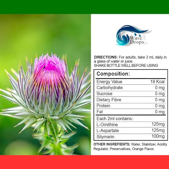 Liver Support Liquid Supplement - Special Formula - Liver Cleanse Detox & Repair Formula - Herbal Liver Support Supplement with L-Ornithine L-Aspartate Silymarin