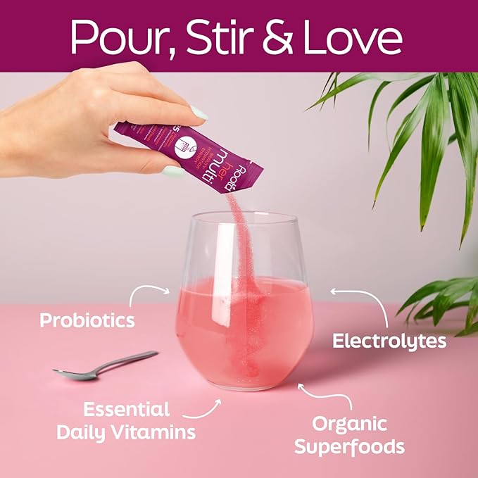 Root'd Multivitamin Powder for Women - 25 Vitamins & Minerals with 3X Electrolytes, 9 Organic Superfoods, Probiotics & Enzymes, Sugar-Free Multivitamin & Hydration | 30 Vitamin Drink Mix Packets