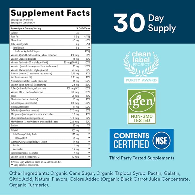 SmartyPants Teen Guy Formula, Daily Multivitamin Gummies: Vitamins C, B12, K, Zinc, & Biotin for Immune Support, Energy, Skin & Hair Support, Assorted Fruit Flavor, 120 Gummies (30 Day Supply)