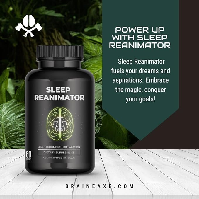 Sleep REANIMATOR - Natural Sleep Gummies for Relaxation, Cognitive Wellness - Ashwagandha, GABA, L Theanine, Lemonbalm, Chamomile - No Caffeine or Melatonin - Raspberry Flavor, 60 Chews