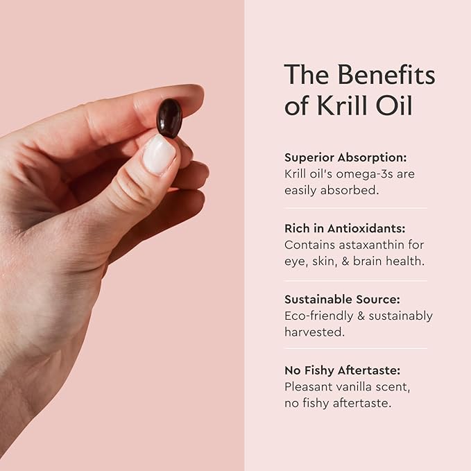 Alaya Naturals - Antarctic Krill Oil 500mg Supplement with Phospholipids, EPA/DHA Omega 3 & Astaxanthin - Non-GMO - PCB Tested Krill Oil - 60 Softgels