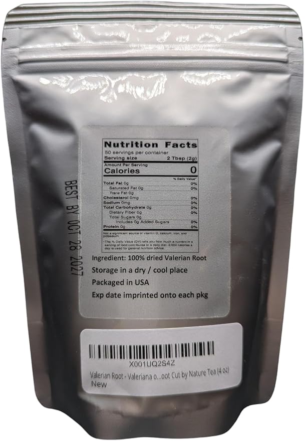 Valerian Root - Valeriana officinalis Dried Loose Root Cut by Nature Tea (4 oz)