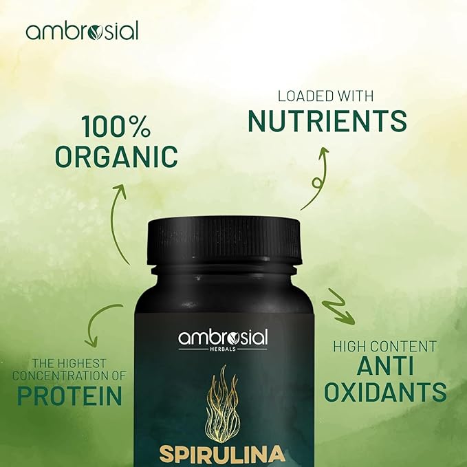 AMBROSIAL Spirulina Capsules 500 mg per (Pack of 1-120 Capsules)