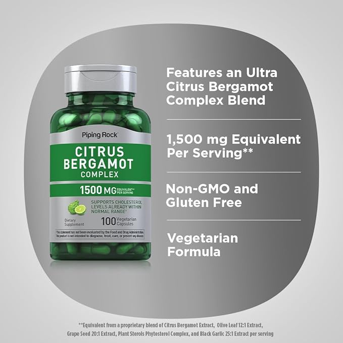 Piping Rock Citrus Bergamot Extract 1500mg | 100 Capsules | Complex Supplement | Vegetarian, Non-GMO, Gluten Free