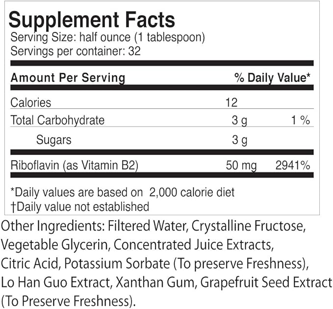Vitamin B2 - Liquid Dietary Supplement with 50mg Riboflavin Per Serving - Highly Bioavailable, Pharmacist Formulated, Rapid-Sorb Technology for Efficient Nutrient Absorption - 16 fl oz
