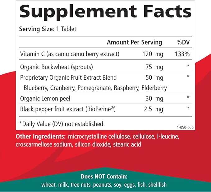 PURE ESSENCE LABS Whole-C Whole Food Vitamin C - Best Immune Support - Organic & Nature Vitamins - Immunity Booster & Dietary Supplements (30 Tablets)