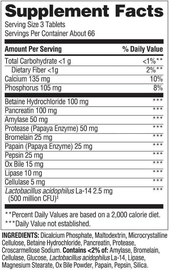 Spring Valley Probiotic Multi-Enzyme Digestive Formula Tablets, 200 Count