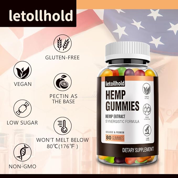 Natural Hemp Gummies Advanced Extra Strength Oil Extract for Adults 2Pack