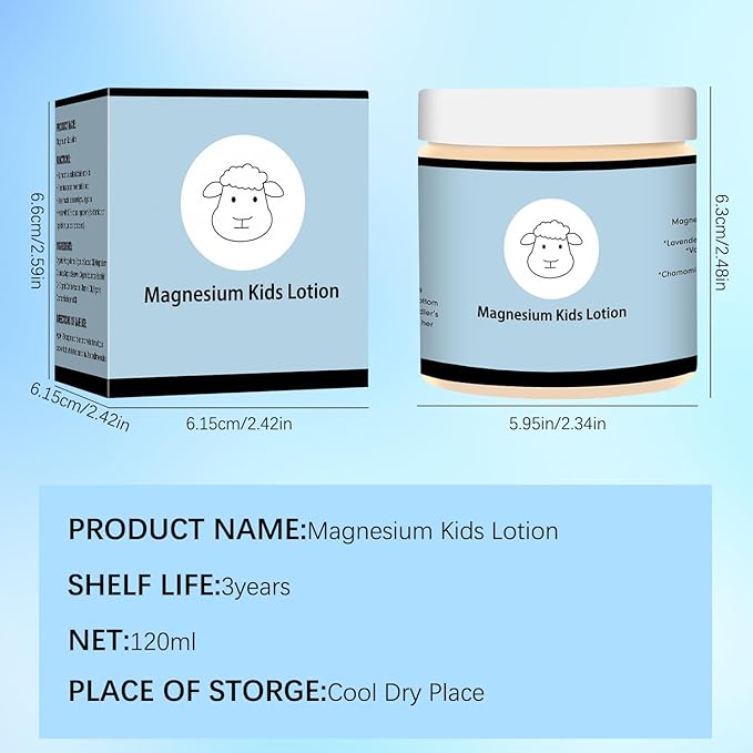 Magnesium Lotion for Kids,Magnesium Lotion for Sleep Kids,Topical Magnesium Cream to Help Calm Before Bed and During the Night,8 sheep Magnesium Cream - Kid Safe, 4 oz (2)