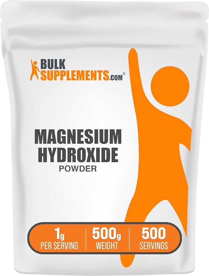 BulkSupplements.com Magnesium Hydroxide Powder - Magnesium Supplement, Food Grade Magnesium Hydroxide, Magnesium Hydroxide Supplement - 1000mg (410mg of Magnesium) per Serving, 500g (1.1 lbs)