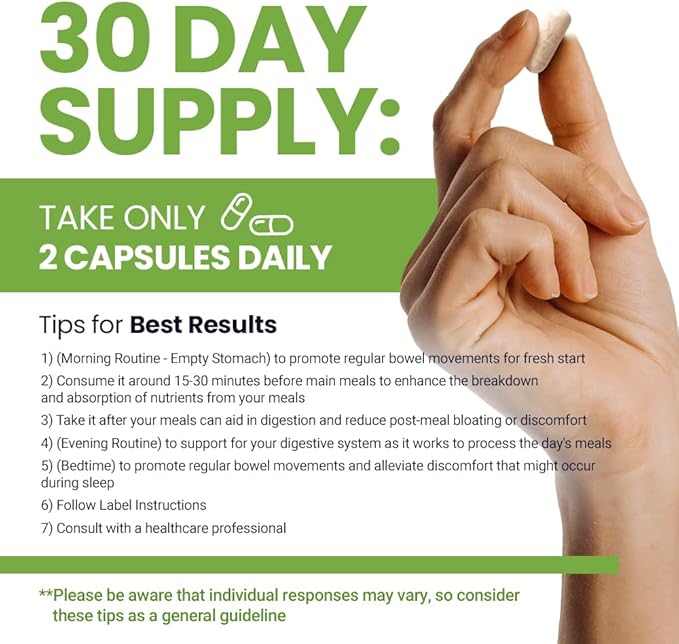 JungKwanJang Digestive Support, Papain 400mg, American Ginseng 143mg, Bromelain 400mg, for Digestive Advantage and Nutrient Absorption, 60 Capsules for Men and Women