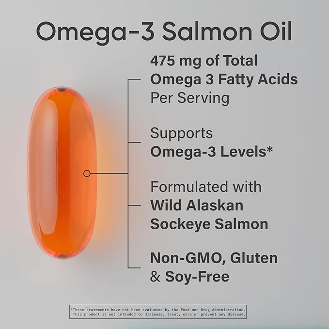 Sports Research® Salmon Oil - Single-Source Wild Alaskan Sockeye | 2500 mg per Serving w/EPA & DHA Fatty Acids | MSC Certified - 180 Count Softgels