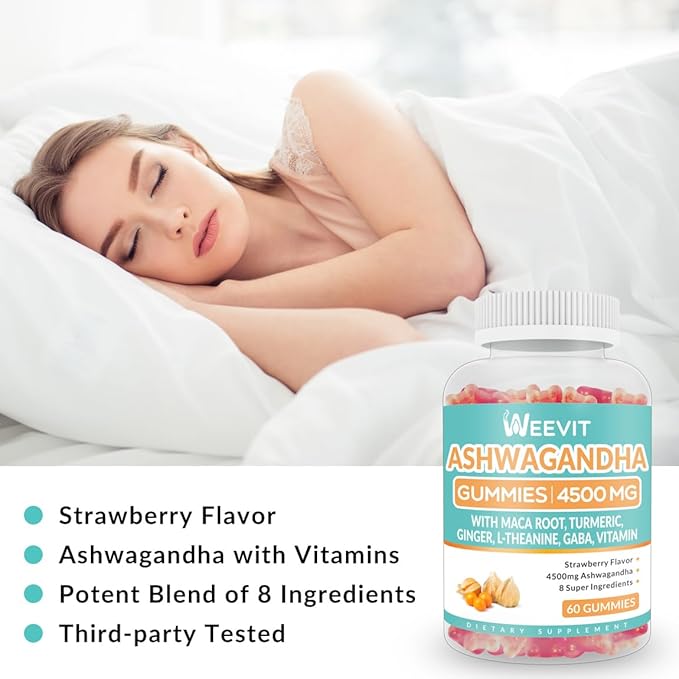 Sugar Free Ashwagandha Gummies for Women & Men, Ashwagandha Gummy with Maca Root Powder