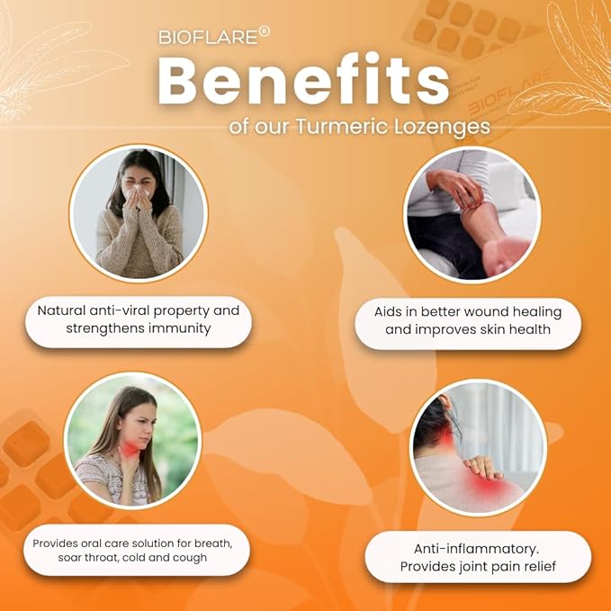 Turmeric Advance Formula Lozenges for Sore Throat Relief | Clinically Tested Turmeric Supplement for Immunity, Inflammation, Liver Support & Digestive Health (5-Pack)