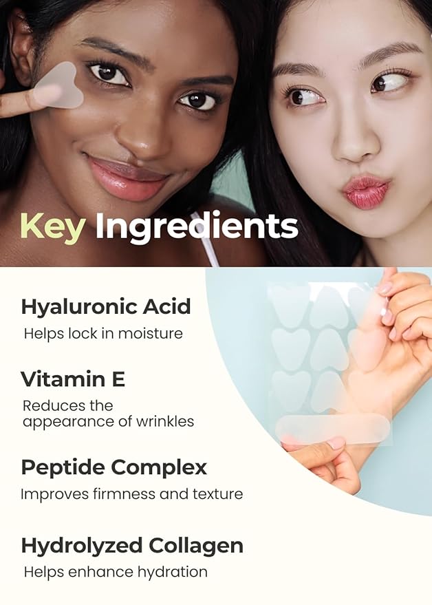 Overnight Wrinkle Patches for Face - Premium Korean Face Lift Tape with Collagen & Peptides - Anti Wrinkle Tape for Frown & Smile Lines, Forehead, Eyes, Crow’s Feet | 50 Count