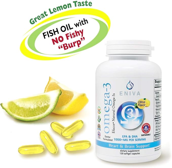 Eniva Omega-3 Fish Oil High EPA/DHA Premium Fish Oil Daily Supplement 2 Pack (240 caps)