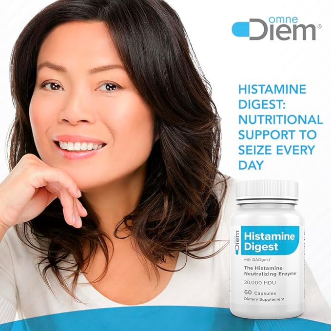 Omne Diem DAO 30,000 HDU - 60 Caps - Histamine Neutralizing Enzyme - Relieve Histamine Intolerance with Diamine Oxidase - The Original Tested DAO Enzyme Supplement
