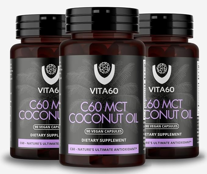 C60 Oil Capsules | Age-Defying Vitality and Antioxidant Support | 99.99% Pure Solvent Free C60 | Organic Oil | Vegan Friendly | Superior Customer Service (Coconut Oil)