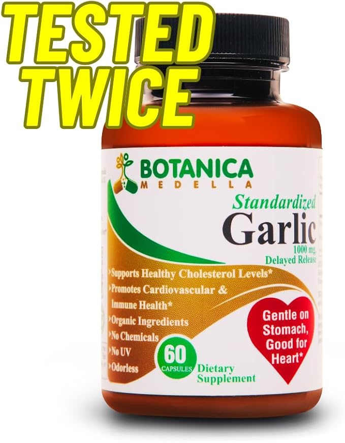 12400 mcg Allicin - TESTED by 3rd party - Odorless - Organic Ingredients - Delayed Release - 30 to 60 days supply