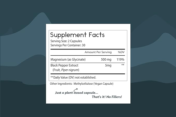 Thomas' all-natural Remedies Magnesium Glycinate Supplements, High Absorption, Dietary Supplements for Muscle and Bone Support, Non-GMO, No Fillers, 60 Vegan Capsules
