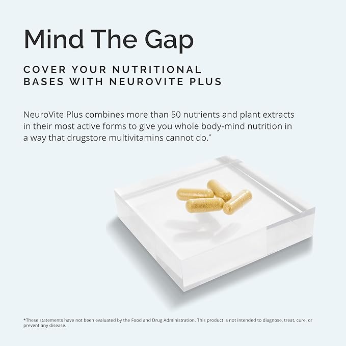 Dr Amen BrainMD NeuroVite Plus - 120 Capsules - Multivitamin & Mineral Supplement, Enhanced with Phytonutrients, Enzymes & Whole Foods - Gluten Free - 30 Servings