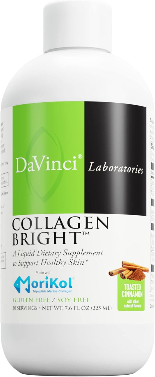 DaVinci Laboratories - Collagen Bright - A Liquid Dietary Supplement to Support Healthy Skin - Gluten Free, Soy Free - Toasted Cinnamon - 30 Servings, 7.6 Fl Oz