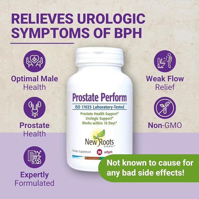 New Roots | Prostate Supplement + Super Blend 16 Powerful Herbals: Saw Palmetto, Plant Sterols, Rye Flower, Borage Oil, Cranberry, Olive Oil, Zinc, Selenium (90 Softgels) - Urinary Health Supplement