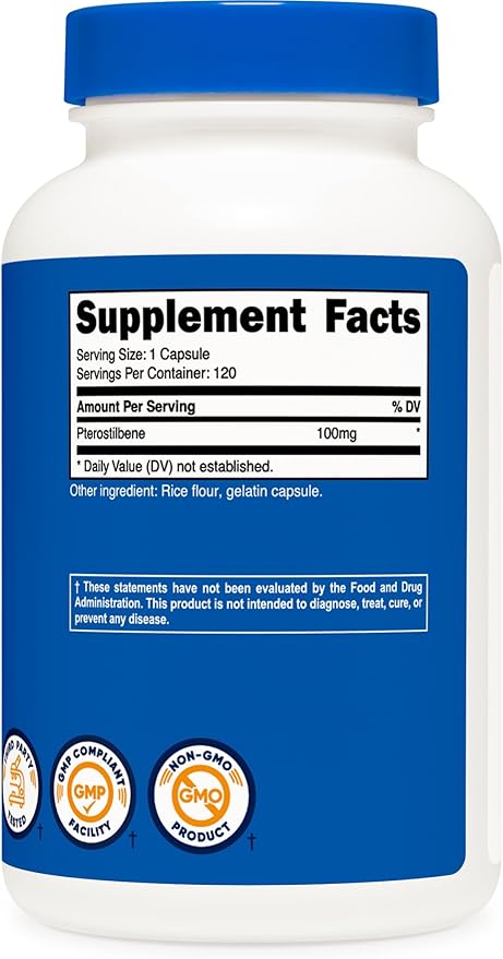 Nutricost Pterostilbene 100mg, 120 Capsules - Non-GMO, Gluten Free