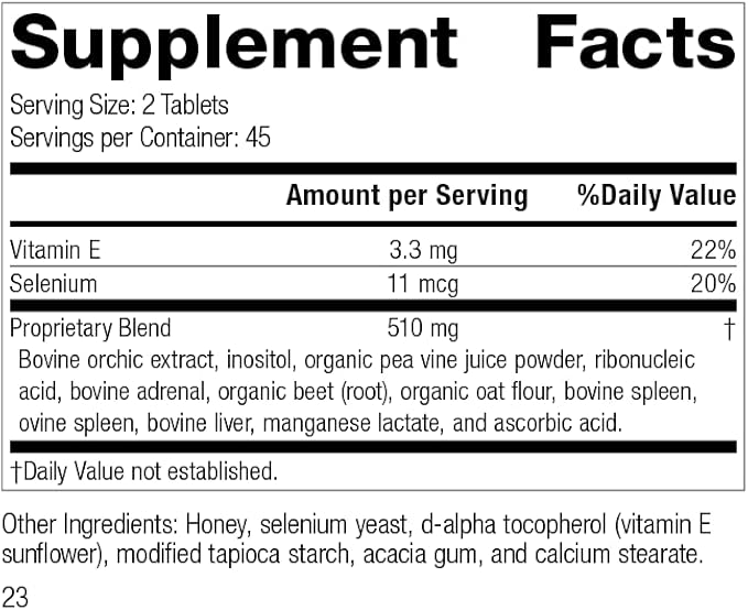 Standard Process Inc. Cataplex E - Whole Food RNA Supplement and Antioxidant with D-Alpha Tocopherol Vitamin E, Beet Root, Ascorbic Acid, Inositol, Selenium, and Honey - 90 Tablets