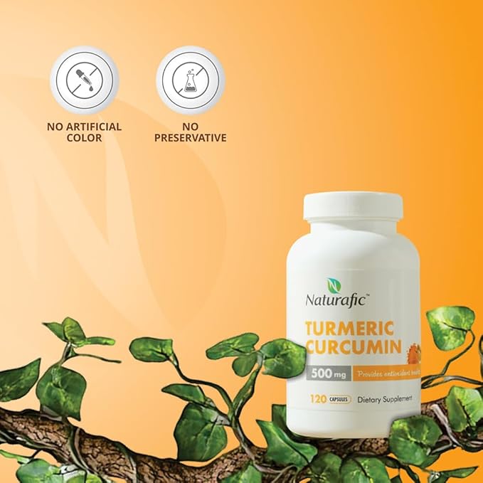 Turmeric Curcumin with Piperine Capsules - 500mg per Capsule,120 Count - Supplement with Black Pepper for Enhanced Absorption Non-GMO, Gluten-Free