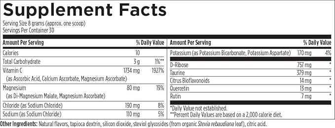 Designs for Health Electrolyte Synergy Powder - Hydration Support Drink Mix Powder Supplement with Vitamin C, D-Ribose + Antioxidants - Natural Lemon-Orange Flavor (30 Servings / 240g)