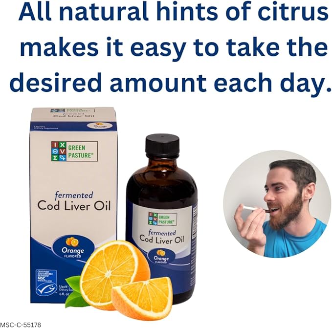 Green Pasture - Fermented Cod Liver Oil Liquid - 6 fl. oz. - Orange
