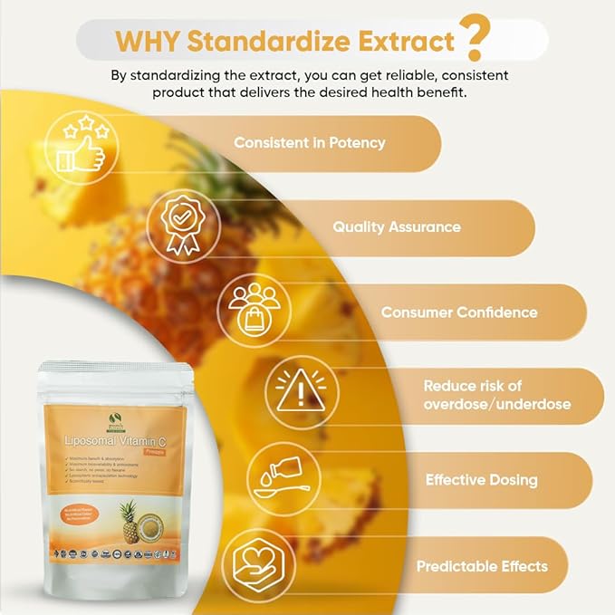 Bionutricia Liposomal Vitamin C with Pineapple Extract Powder (Water Soluble) Immune & Collagen Support, Two-Stage for High Absorption & Antioxidant, No Sugar & Non GMO 5.29Ounce