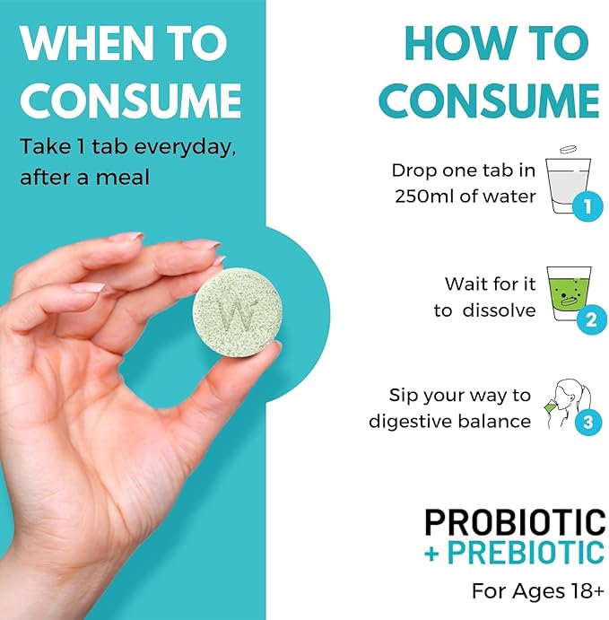 Wellbeing Nutrition Daily Probiotics + Prebiotics | Improve Metabolism, Acidity Relief, Digestion & Gut Health | 18 Billion CFU Organic Probiotics Supplement for Men & Women (21 Effervescent Tabs)