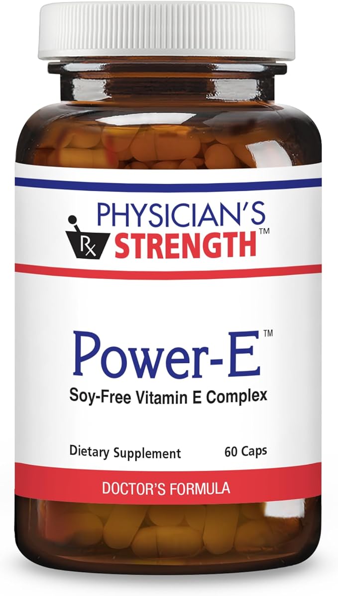 Physician's Strength Power-E Capsules - 60 Caps - Soy Free Vitamin E Complex - Non-GMO - 60 Servings