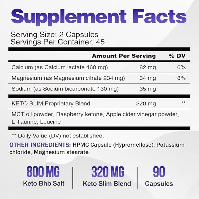 Keto Pills Apple Cider Vinegar Weight Loss Fat Burner Ketosis Diet Support Boost Energy Ketones Supplement with ACV for Women Men 90 Capsules