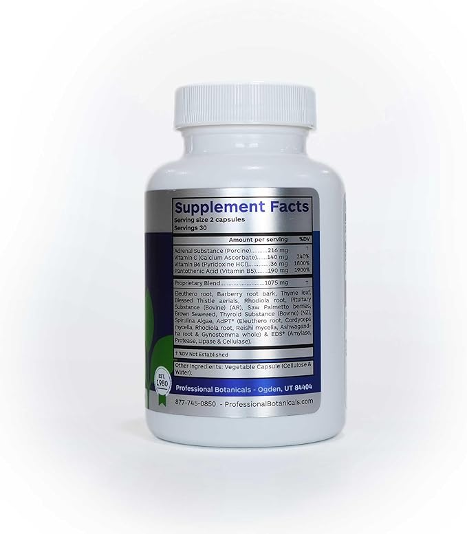 Adrenal Complex Supplement – Supports Healthy Adrenal Function, Stress Relief, and Energy Levels – 90 Vegetarian Capsules