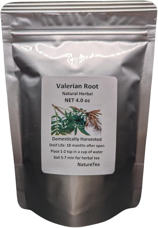 Valerian Root - Valeriana officinalis Dried Loose Root Cut by Nature Tea (4 oz)