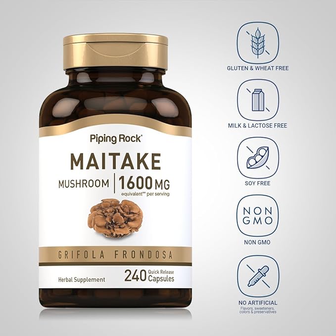 Piping Rock Maitake Mushroom Extract | 1600mg | 240 Capsules | Herbal Supplement | Grifola Frondosa | Non-GMO, Gluten Free