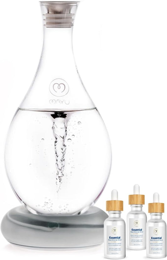 MAYU Swirl Strctured Water Pitcher + Concentrated Ionic Trace Mineral Drops (3pack)