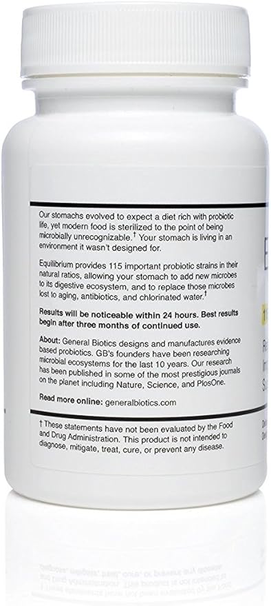 Equilibrium Probiotic Supplement with Prebiotic - Daily Time Release - 60 Effective Easy to Swallow Capsules - Highest Strain Count in The World - 2 Bottles