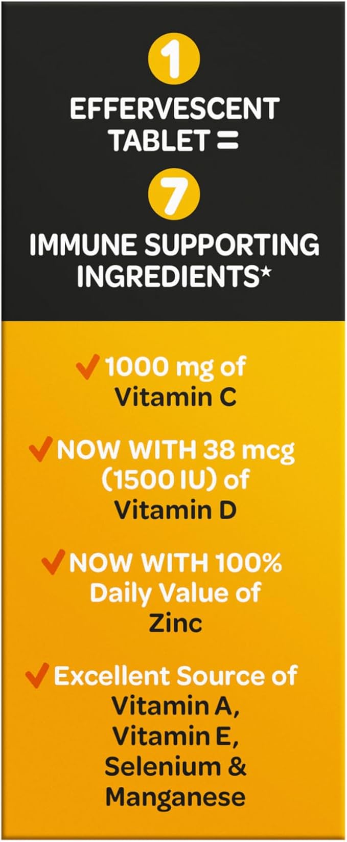 Airborne Vitamin C 1000mg (per Serving) - Zesty Effervescent Tablets, Gluten-Free Immune Support Supplement, Echinacea & Ginger, Orange, Citrus, 30 Count (Pack of 3)
